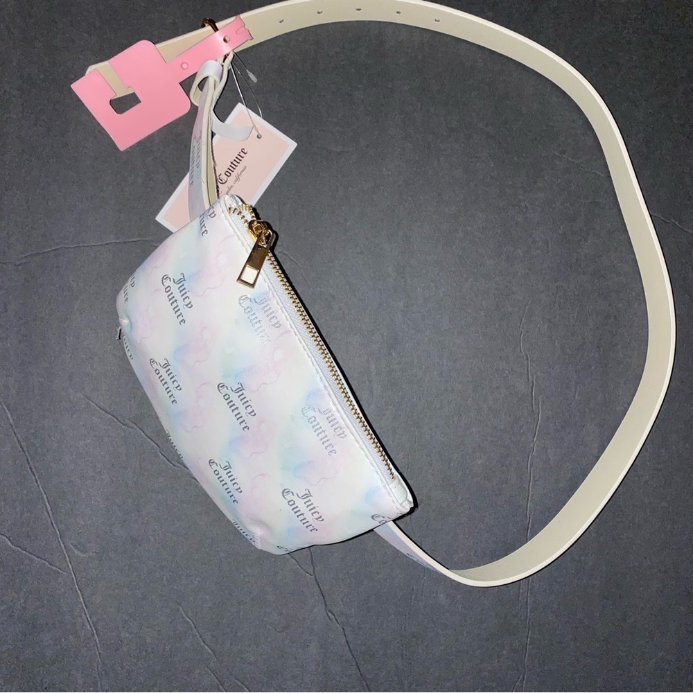 Juicy COUTURE LOGO RAINBOW WHITE FANNY PACK BELT TRAVEL BAG